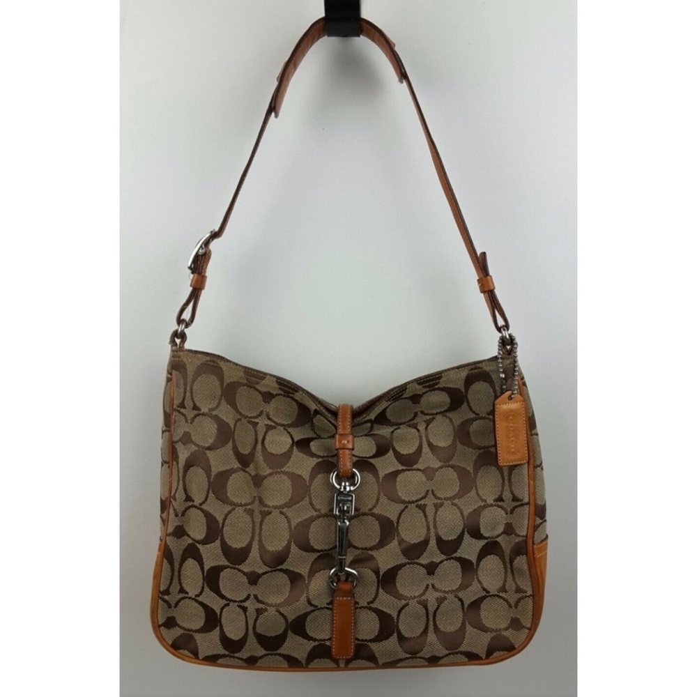 Coach Hampton Signature Tan Khaki 6091 Shoulder Handbag Purse - Picture 1 of 11